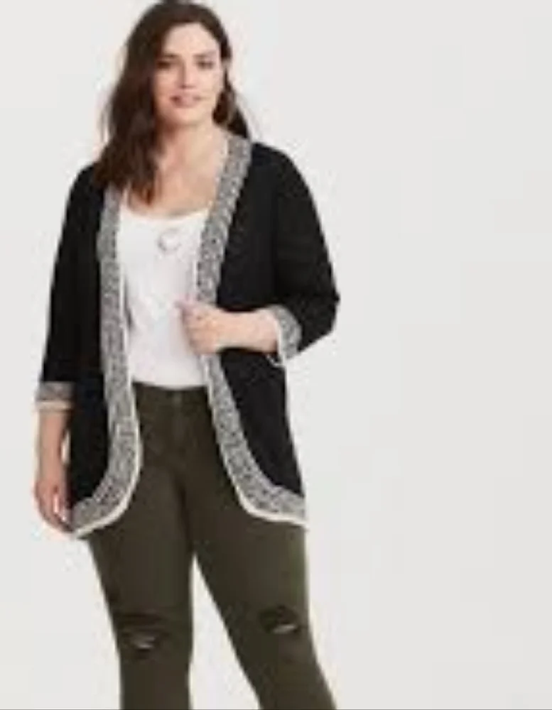 Torrid Black and White Cardigan - Picture 1 of 5